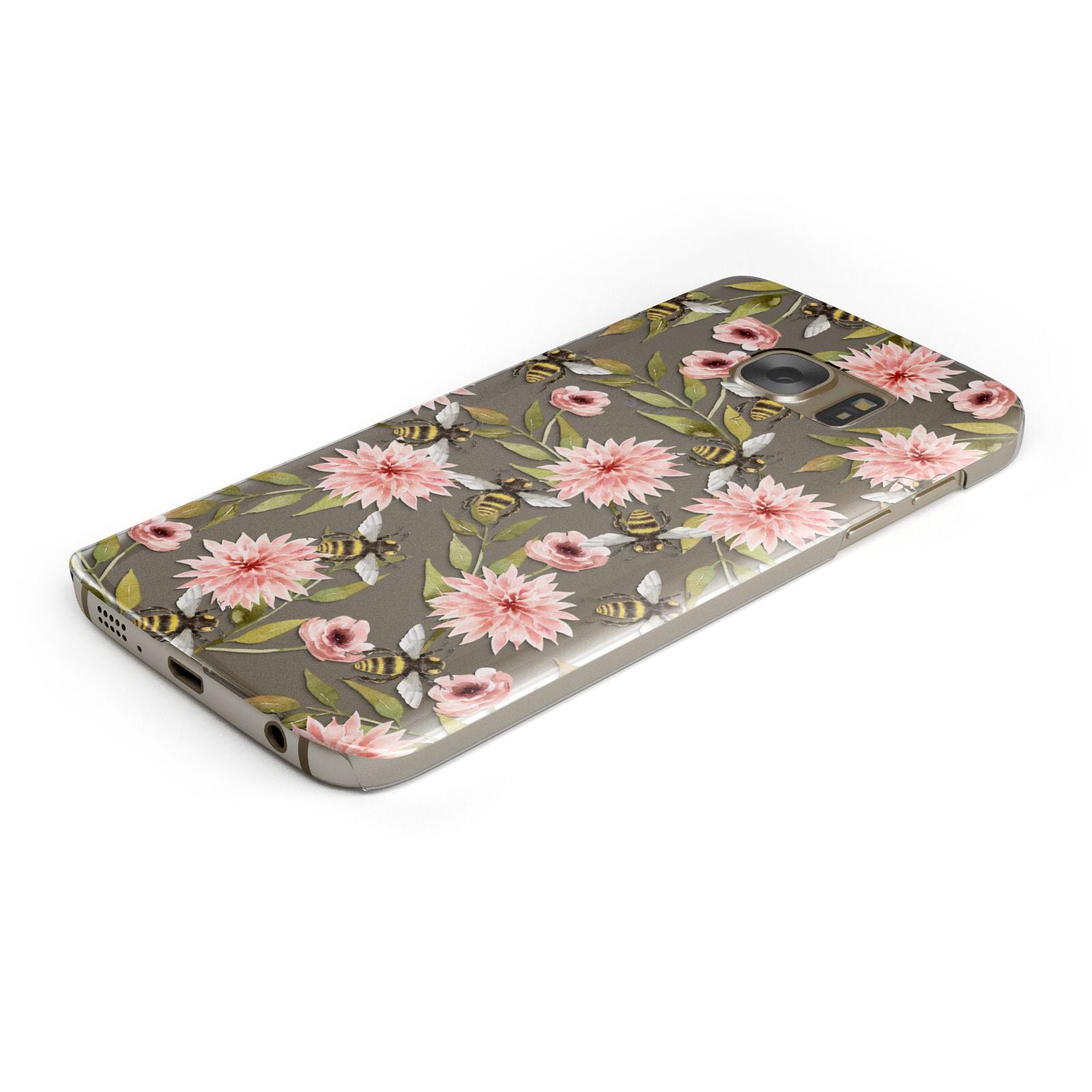 Pink Flowers and Bees Samsung Galaxy Case Bottom Cutout
