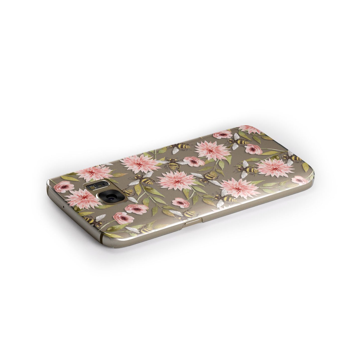 Pink Flowers and Bees Samsung Galaxy Case Side Close Up