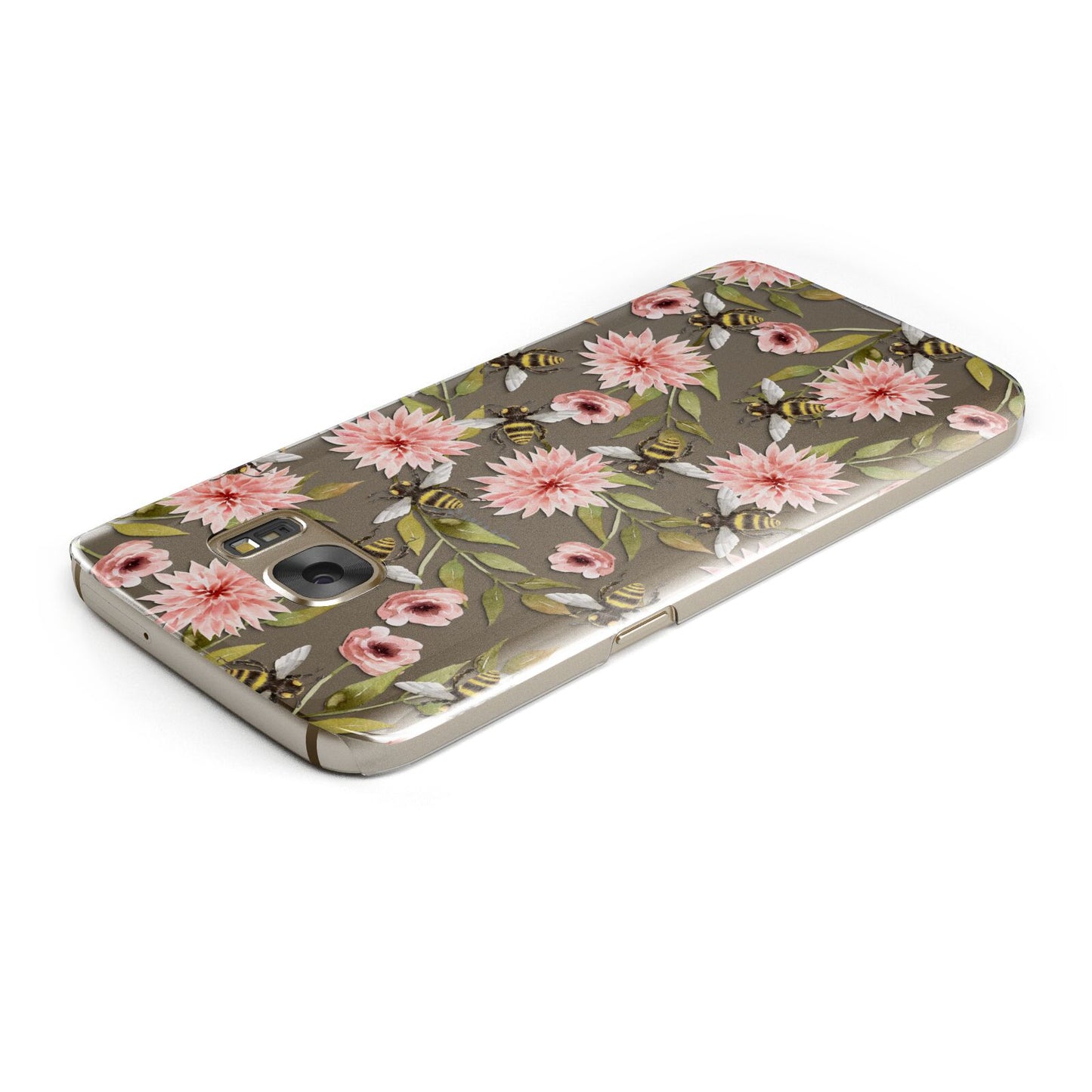 Pink Flowers and Bees Samsung Galaxy Case Top Cutout