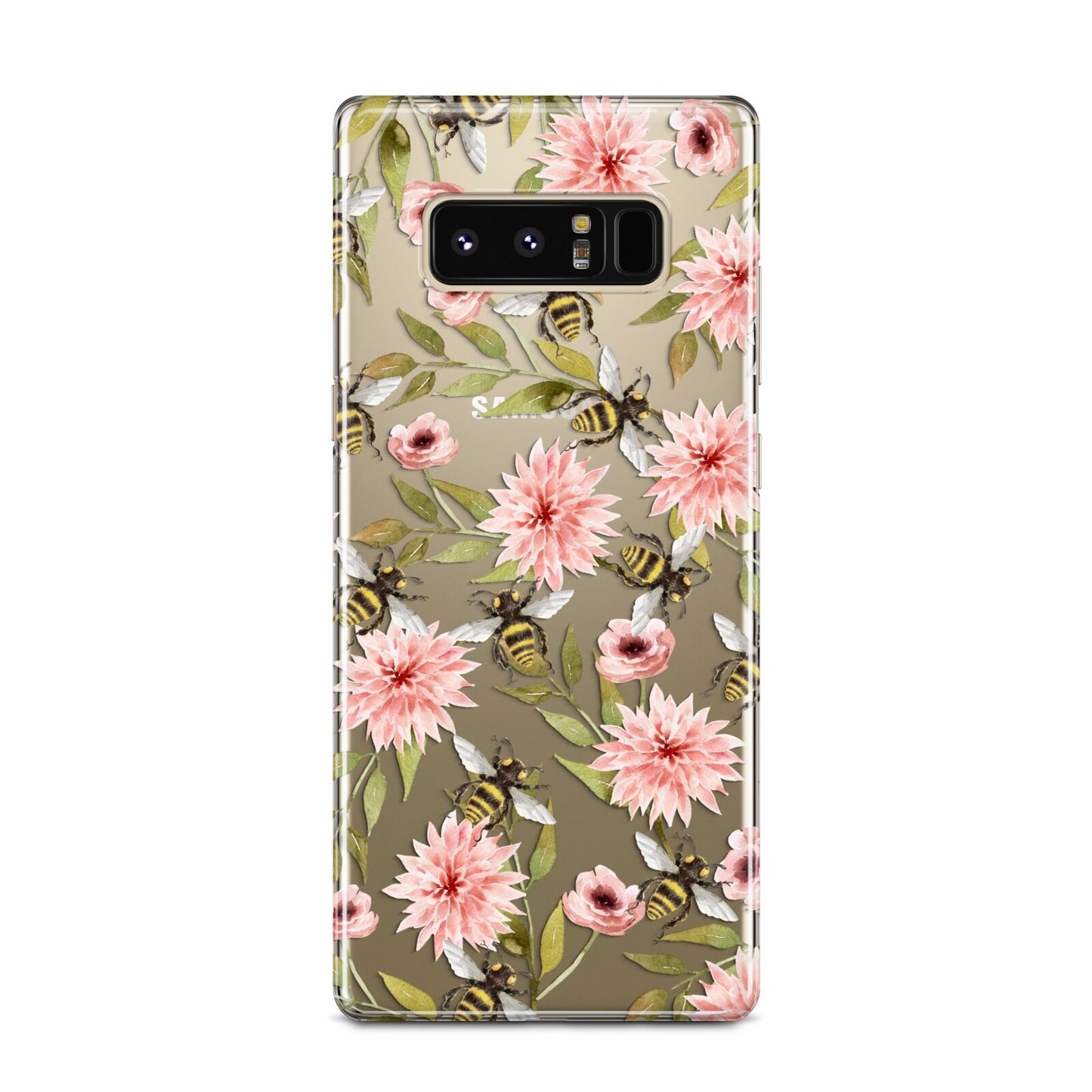 Pink Flowers and Bees Samsung Galaxy Note 8 Case