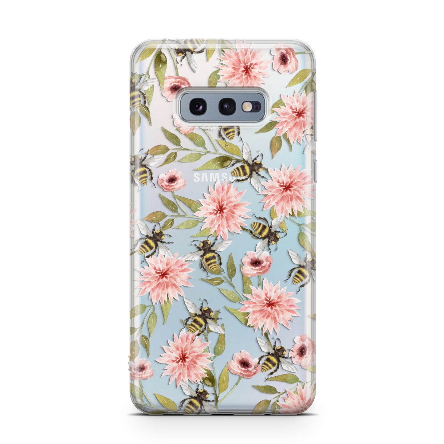 Pink Flowers and Bees Samsung Galaxy S10E Case