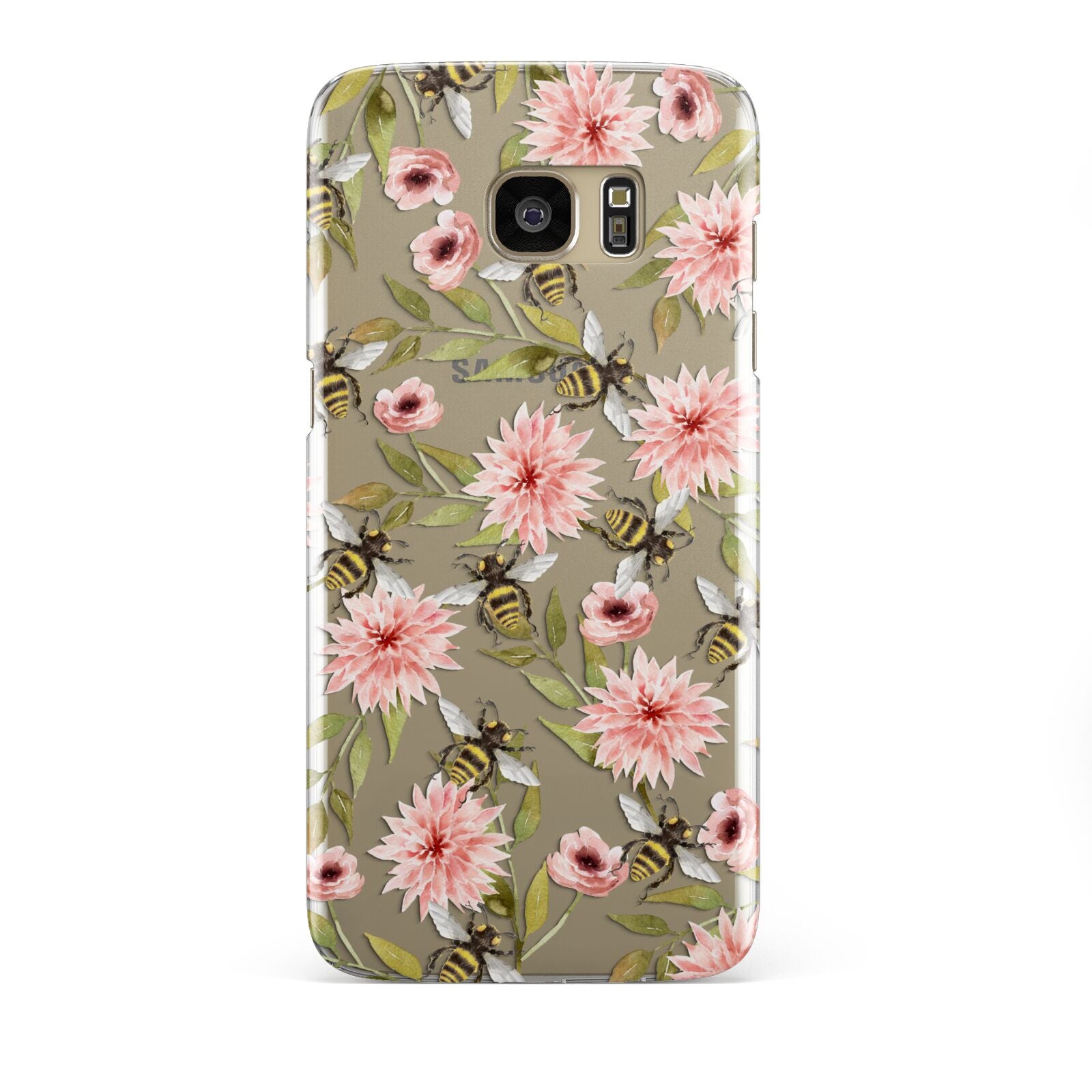 Pink Flowers and Bees Samsung Galaxy S7 Edge Case