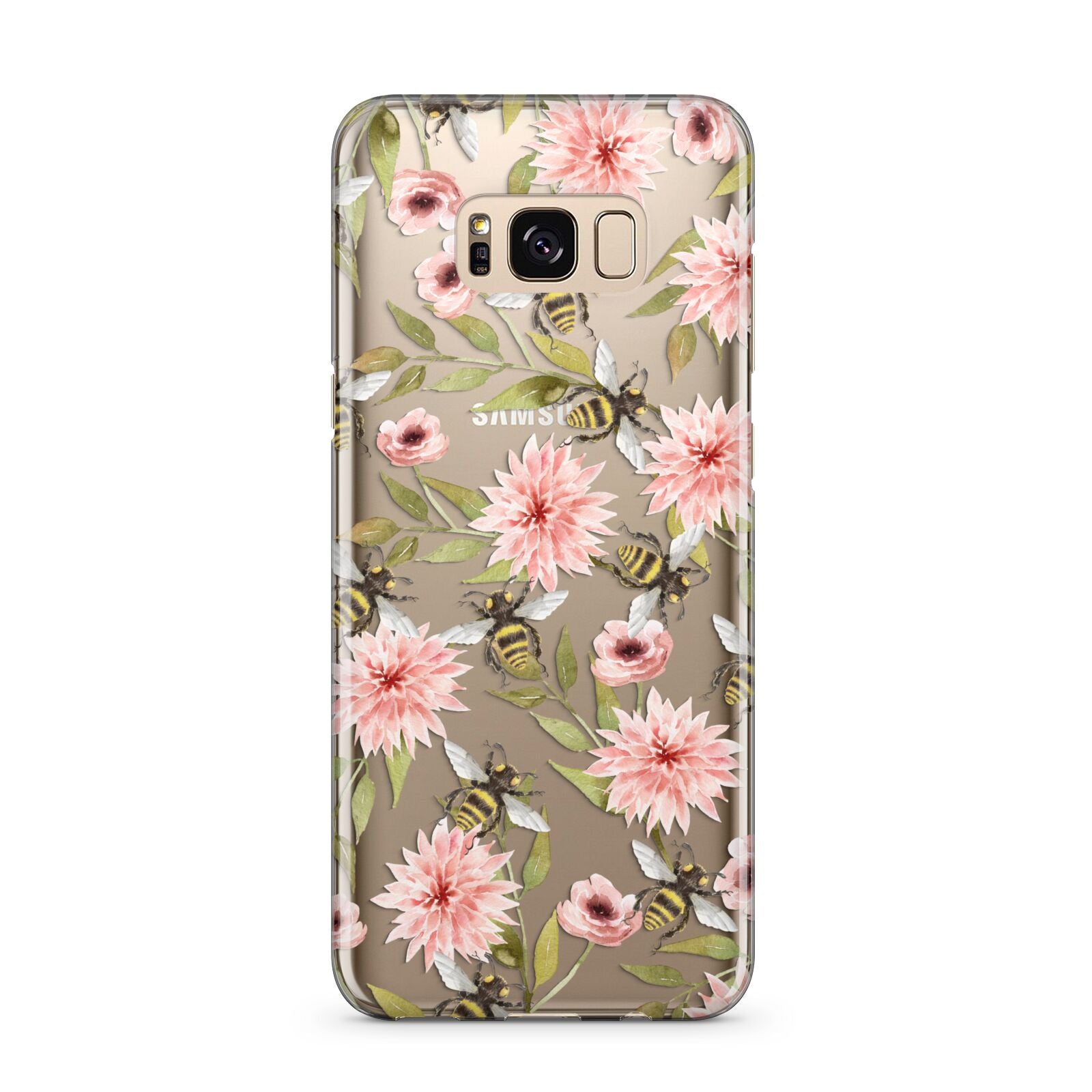 Pink Flowers and Bees Samsung Galaxy S8 Plus Case