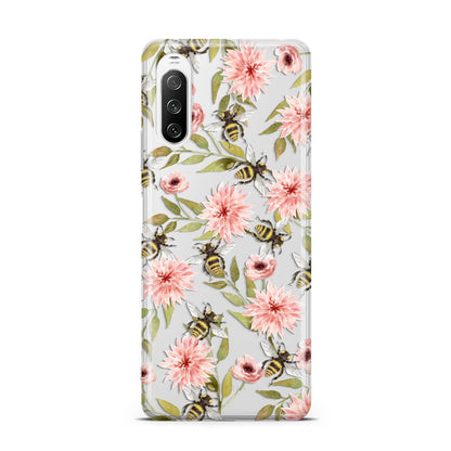 Pink Flowers and Bees Sony Xperia 10 III Case