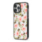 Pink Flowers and Bees iPhone 13 Pro Max Black Impact Case Side Angle on Silver phone