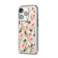 Pink Flowers and Bees iPhone 14 Pro Clear Tough Case Silver Angled Image