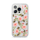 Pink Flowers and Bees iPhone 14 Pro Clear Tough Case Silver