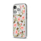 Pink Flowers and Bees iPhone 14 Pro Glitter Tough Case Silver Angled Image