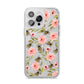 Pink Flowers and Bees iPhone 14 Pro Max Clear Tough Case Silver
