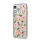 Pink Flowers and Bees iPhone 14 Pro Max Glitter Tough Case Silver Angled Image