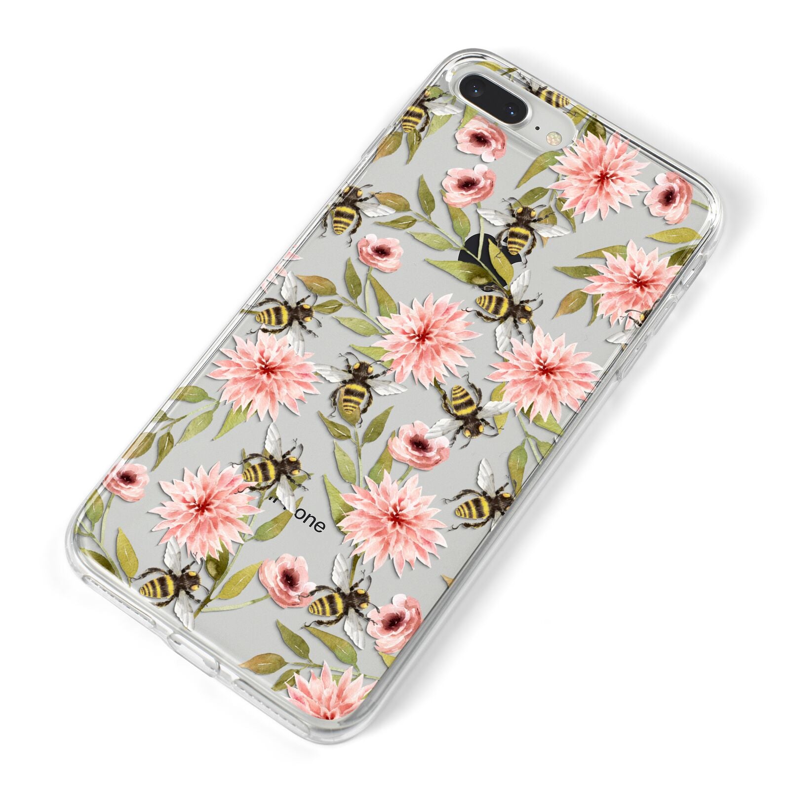 Pink Flowers and Bees iPhone 8 Plus Bumper Case on Silver iPhone Alternative Image