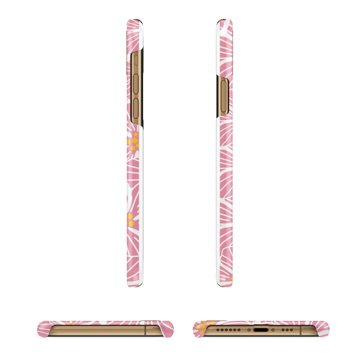 Pink Flowers iPhone 11 3D Snap Case Angle Images