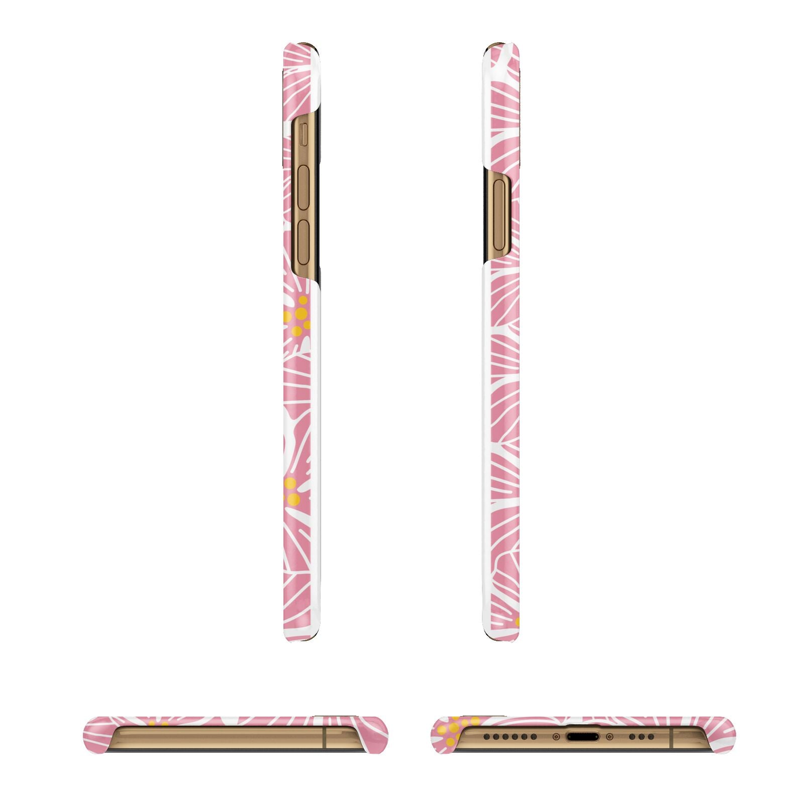 Pink Flowers iPhone 11 3D Snap Case Angle Images