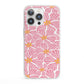 Pink Flowers iPhone 13 Pro Clear Bumper Case