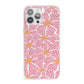 Pink Flowers iPhone 13 Pro Max Clear Bumper Case