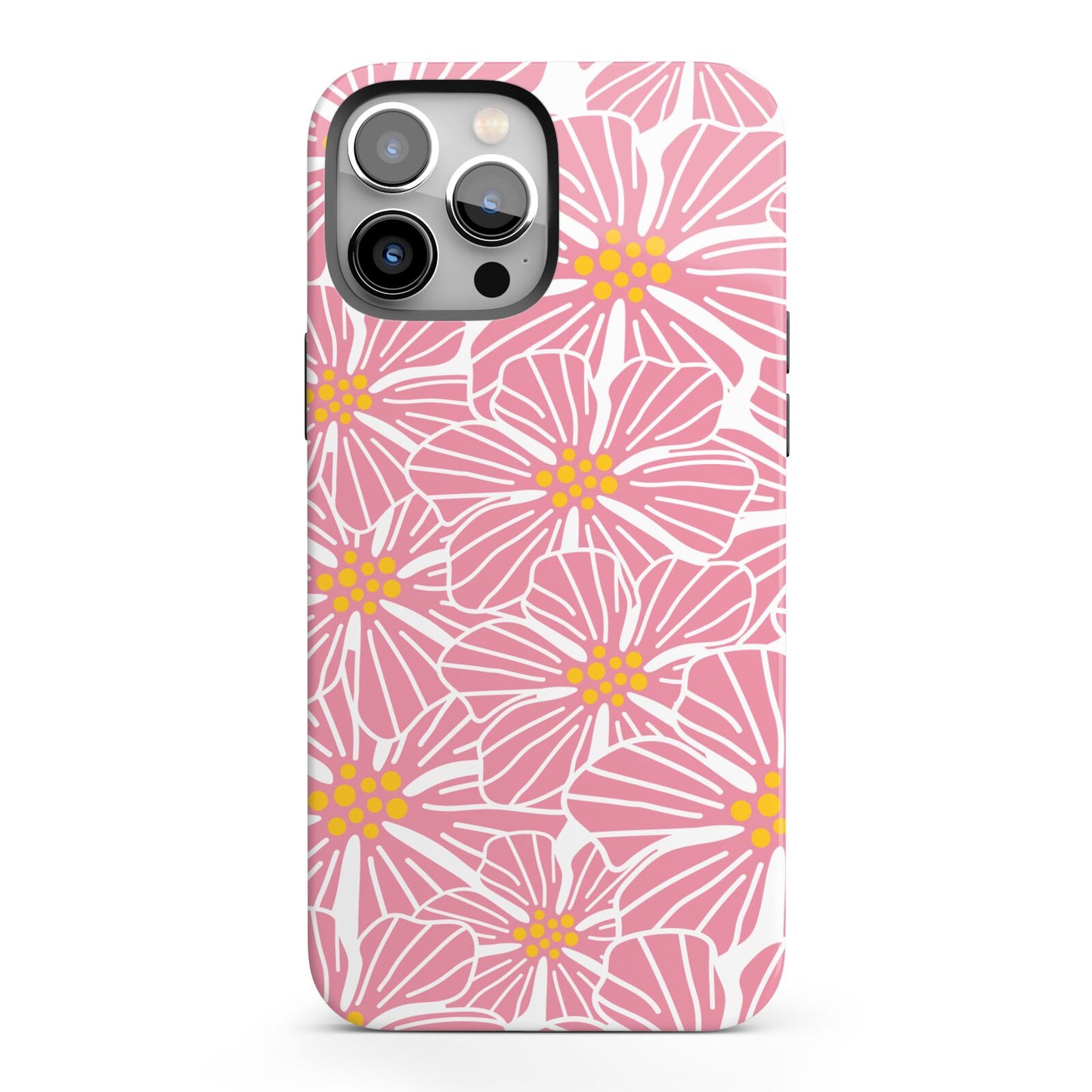 Pink Flowers iPhone 13 Pro Max Full Wrap 3D Tough Case