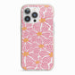 Pink Flowers iPhone 13 Pro TPU Impact Case with Pink Edges