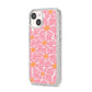 Pink Flowers iPhone 14 Glitter Tough Case Starlight Angled Image