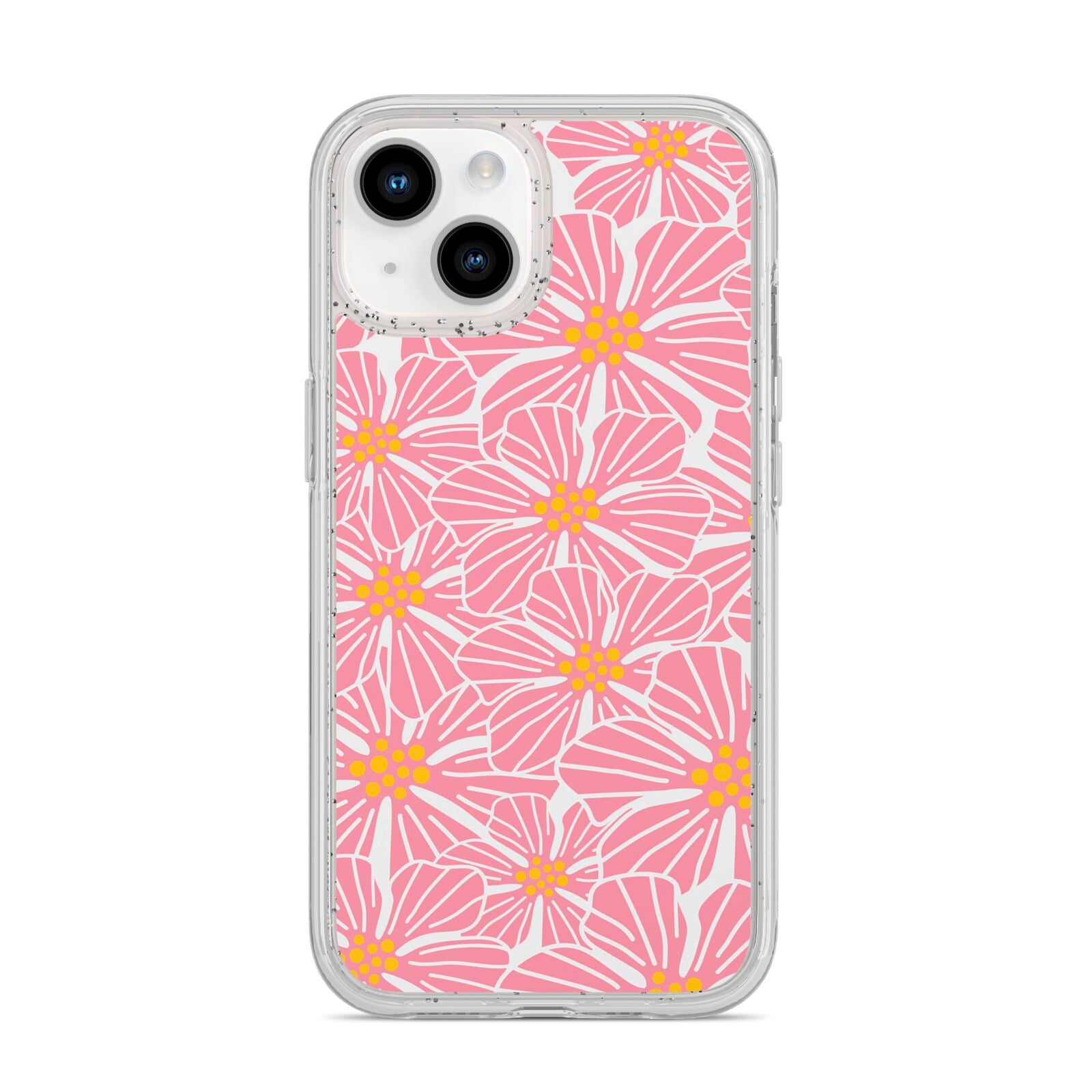 Pink Flowers iPhone 14 Glitter Tough Case Starlight