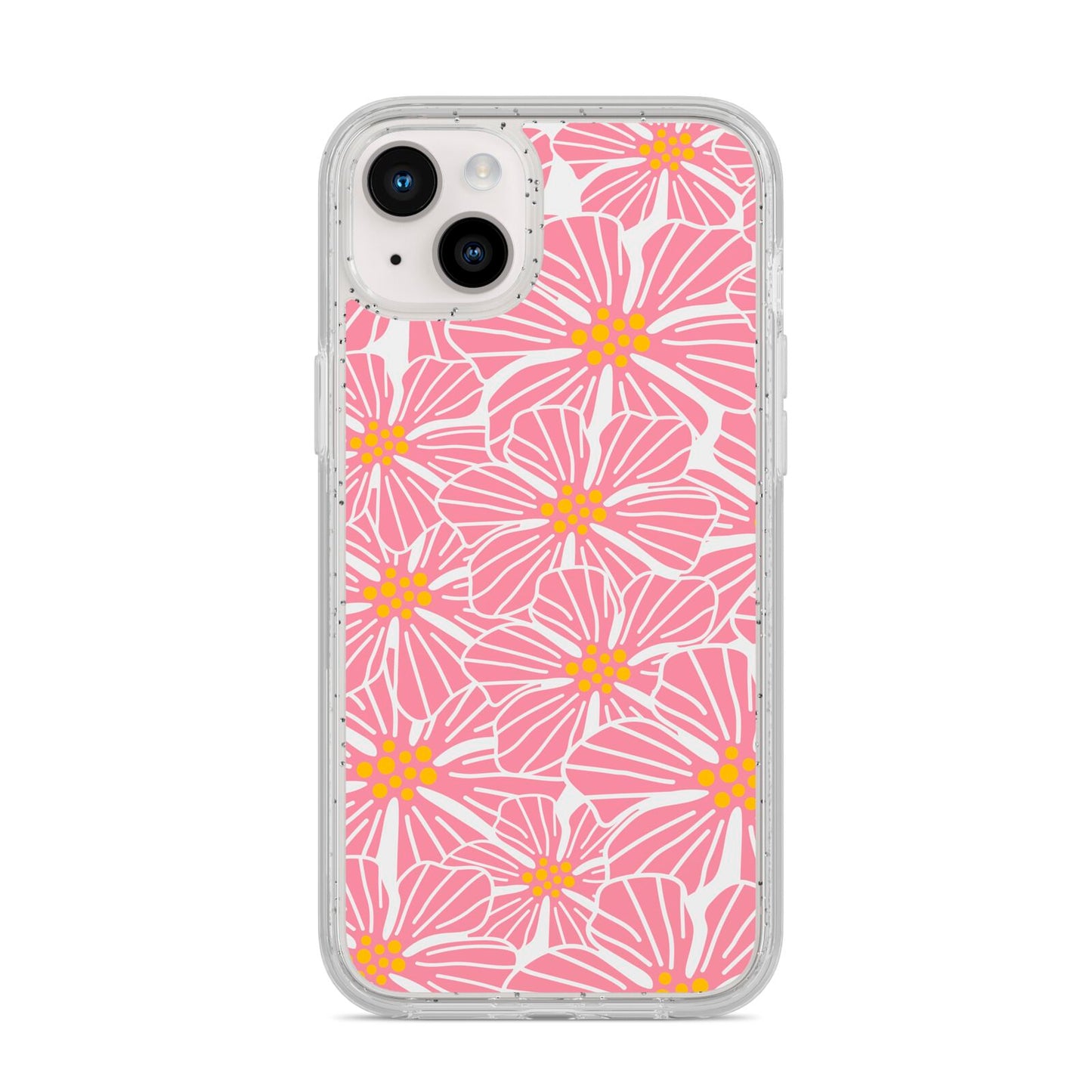 Pink Flowers iPhone 14 Plus Glitter Tough Case Starlight