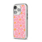Pink Flowers iPhone 14 Pro Clear Tough Case Silver Angled Image