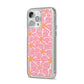 Pink Flowers iPhone 14 Pro Max Clear Tough Case Silver Angled Image