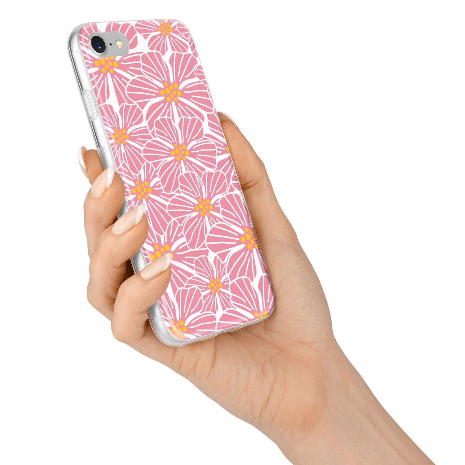 Pink Flowers iPhone 7 Bumper Case on Silver iPhone Alternative Image