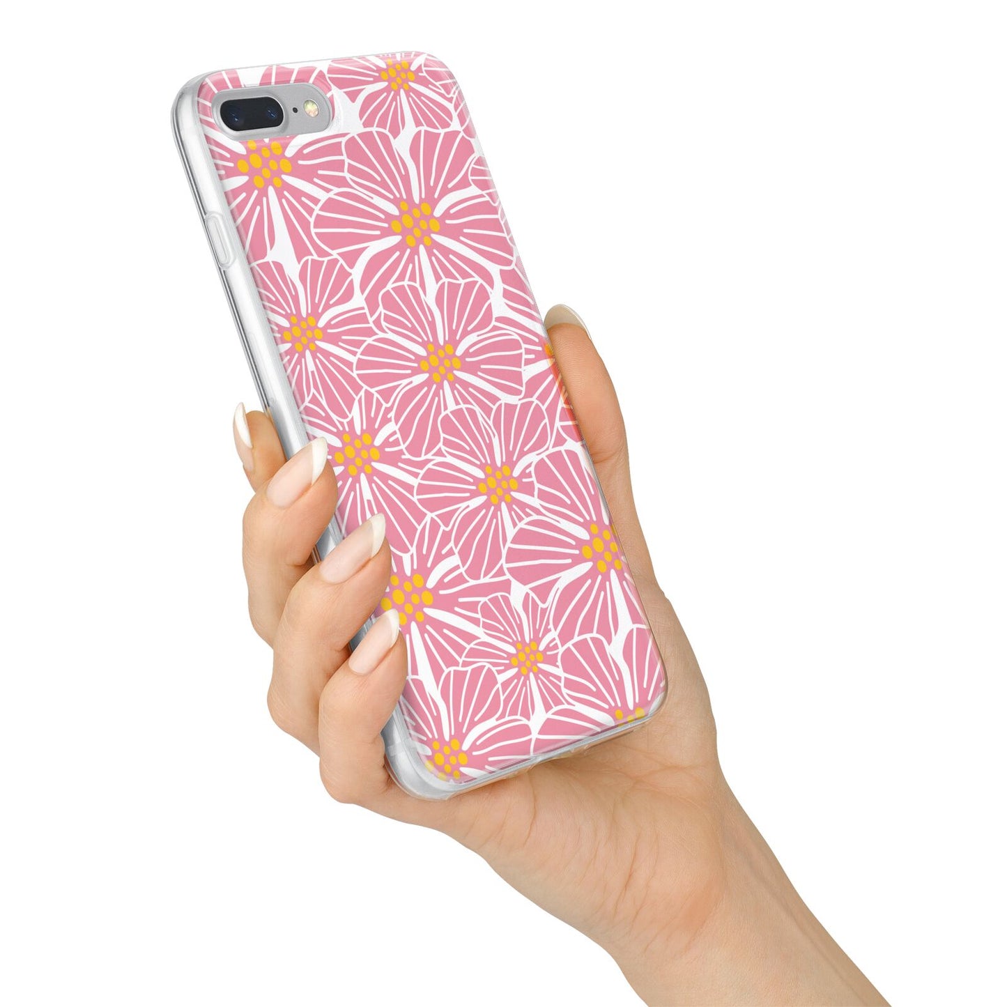 Pink Flowers iPhone 7 Plus Bumper Case on Silver iPhone Alternative Image