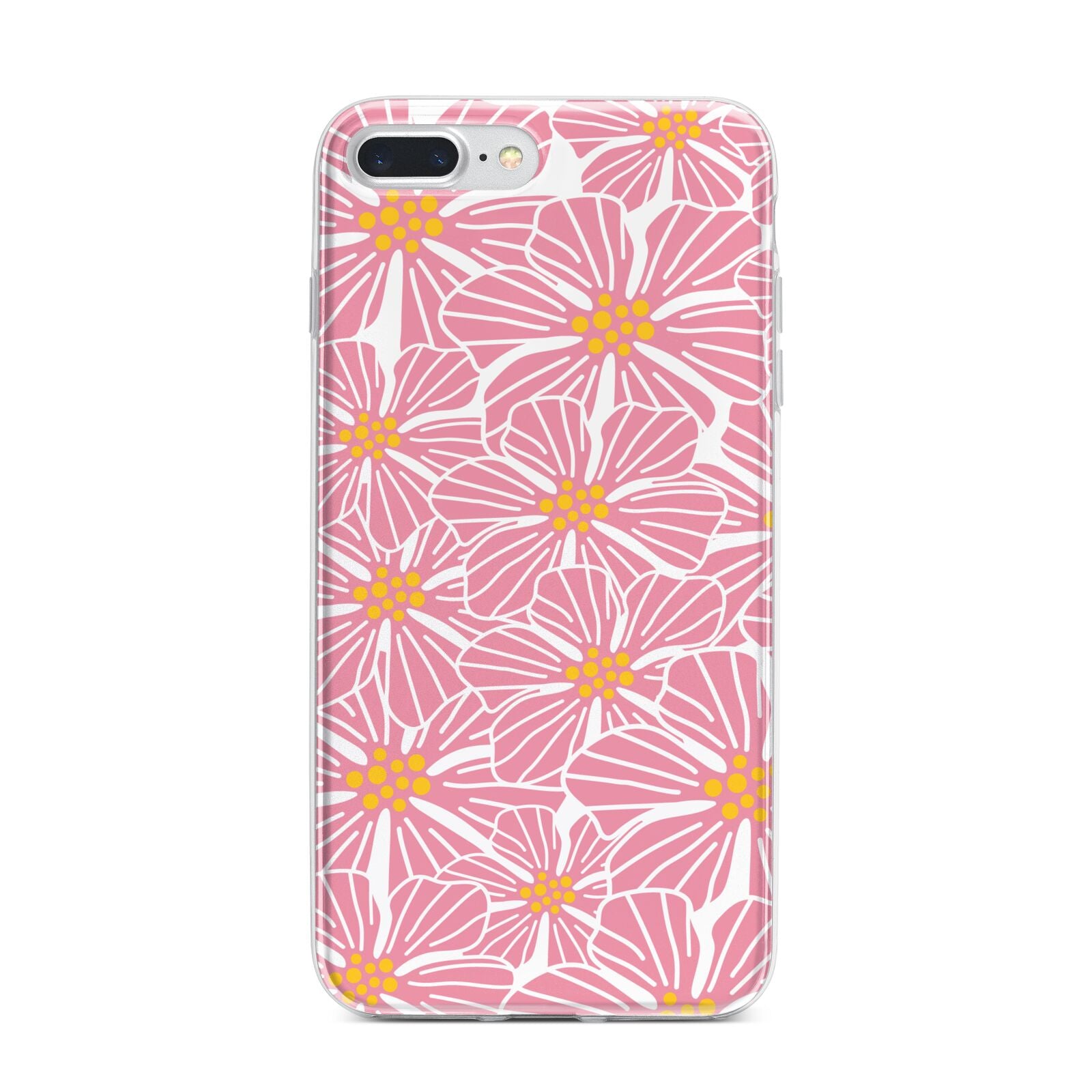 Pink Flowers iPhone 7 Plus Bumper Case on Silver iPhone