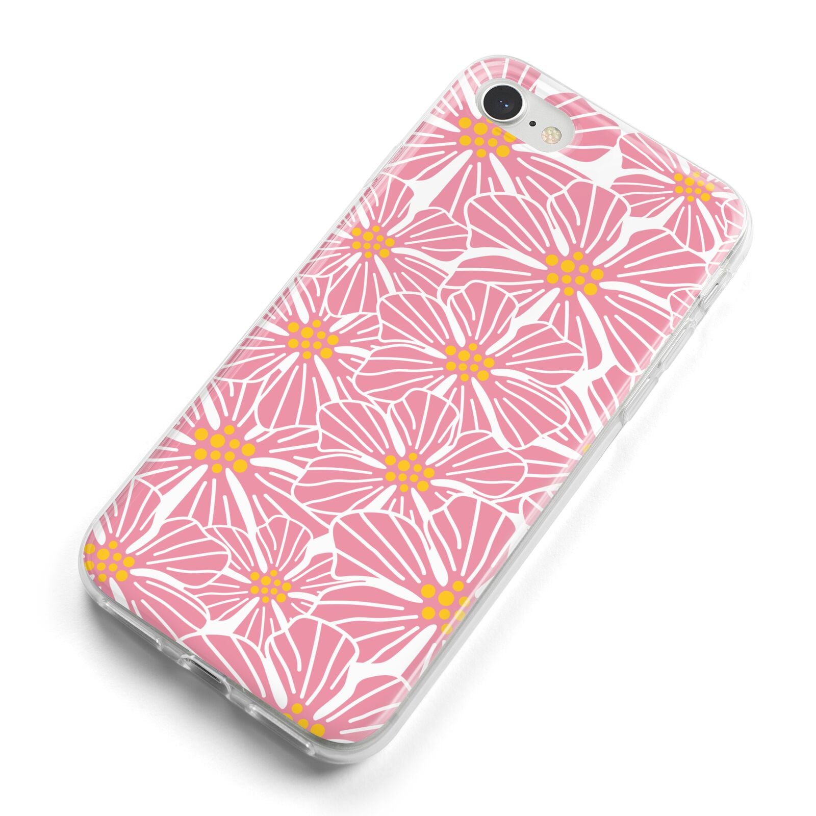 Pink Flowers iPhone 8 Bumper Case on Silver iPhone Alternative Image