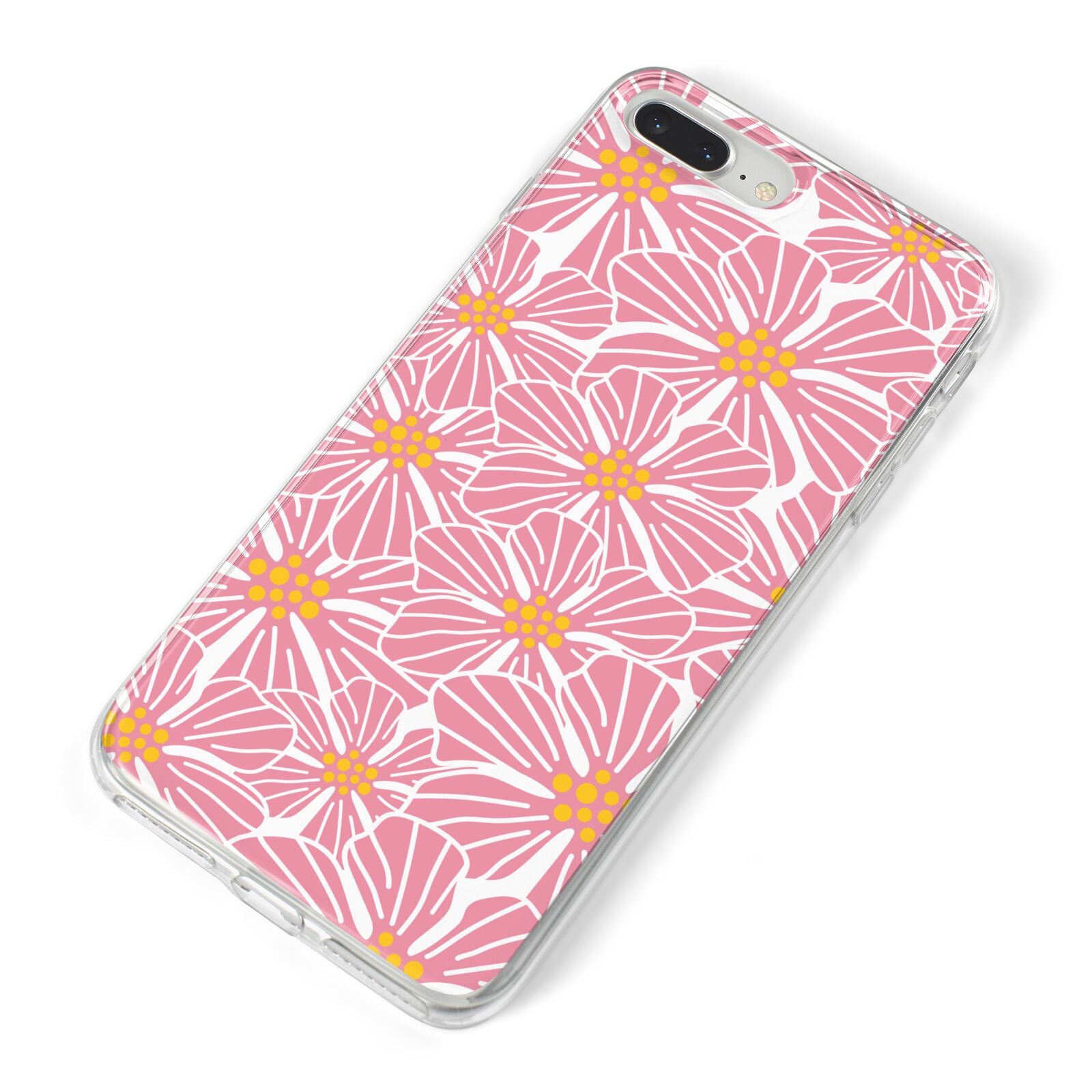 Pink Flowers iPhone 8 Plus Bumper Case on Silver iPhone Alternative Image