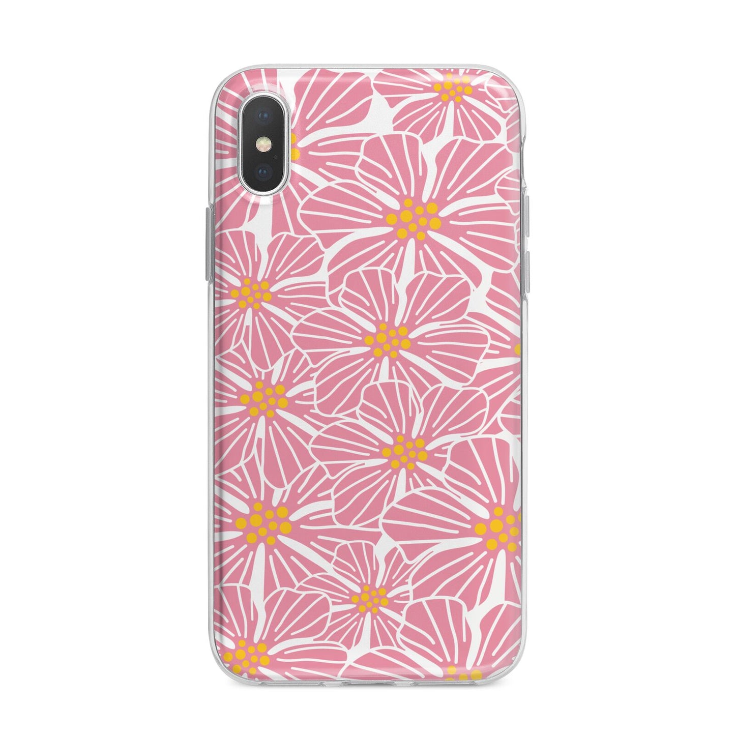 Pink Flowers iPhone X Bumper Case on Silver iPhone Alternative Image 1