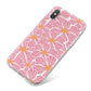 Pink Flowers iPhone X Bumper Case on Silver iPhone