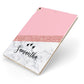 Pink Geometric Marble Personalised Name Apple iPad Case on Gold iPad Side View