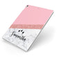 Pink Geometric Marble Personalised Name Apple iPad Case on Silver iPad Side View