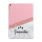 Pink Geometric Marble Personalised Name Apple iPad Rose Gold Case