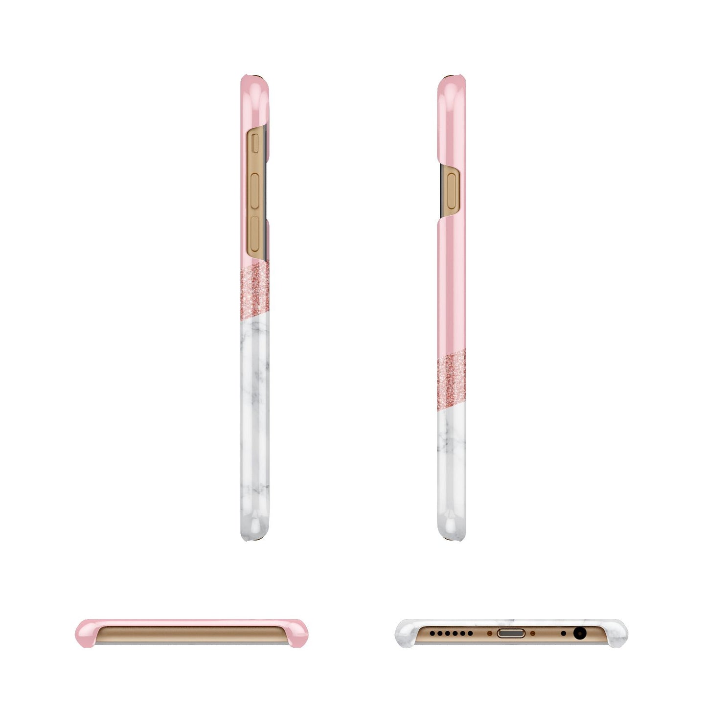 Pink Geometric Marble Personalised Name Apple iPhone 6 3D Wrap Snap Case Angled Images