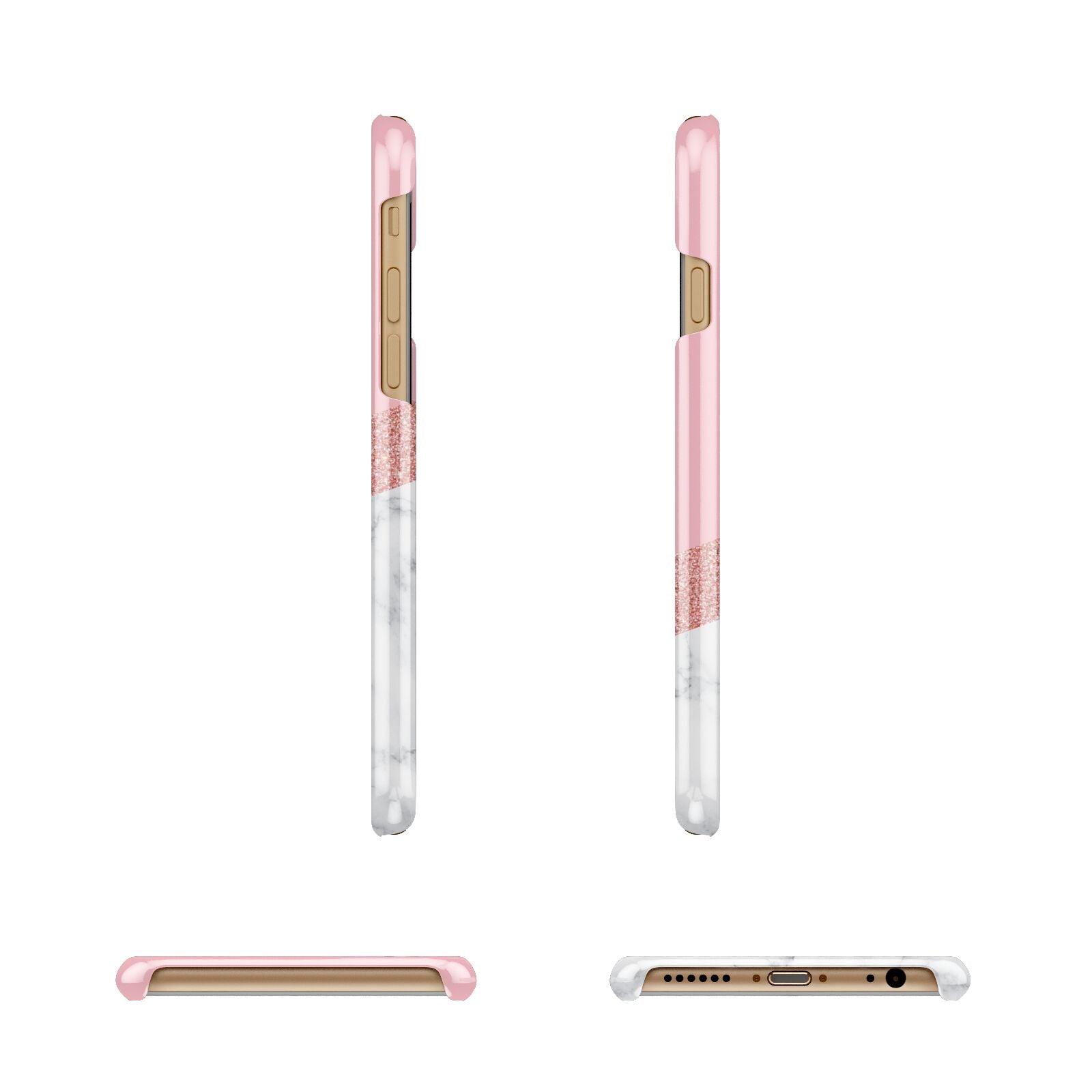 Pink Geometric Marble Personalised Name Apple iPhone 6 3D Wrap Snap Case Angled Images