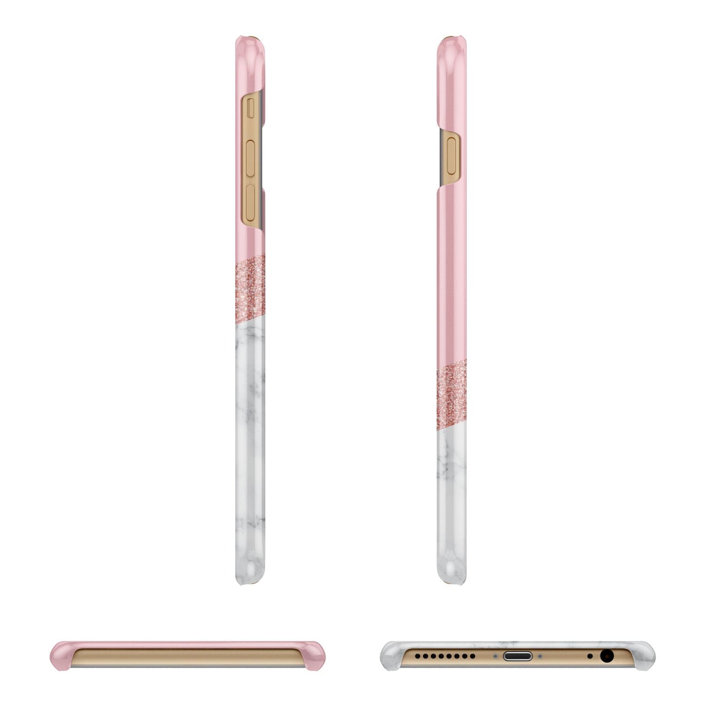 Pink Geometric Marble Personalised Name Apple iPhone 6 Plus 3D Wrap Snap Case Angled Images