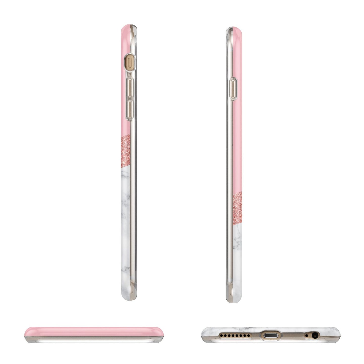 Pink Geometric Marble Personalised Name Apple iPhone 6 Plus 3D Wrap Tough Case Alternative Image Angles