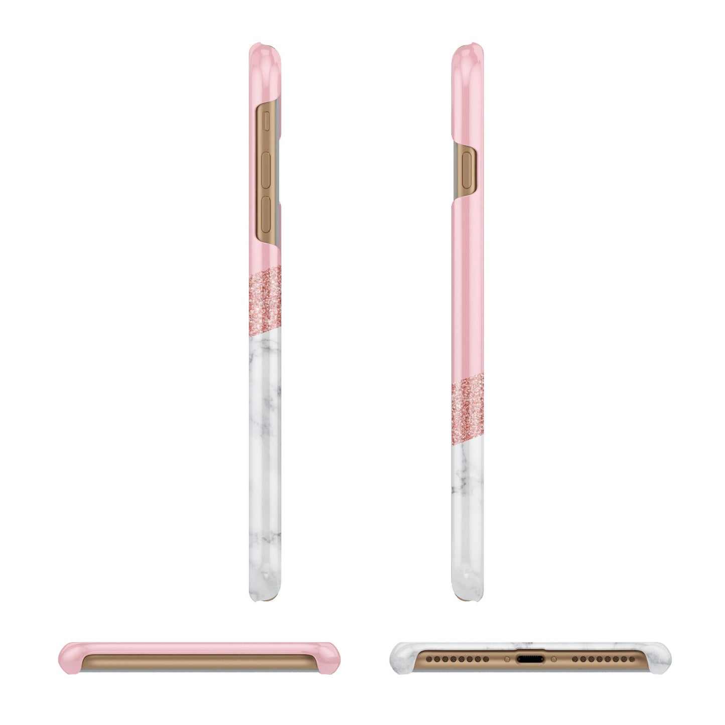 Pink Geometric Marble Personalised Name Apple iPhone 7 Plus 3D Wrap Snap Case Angled Images