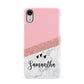 Pink Geometric Marble Personalised Name Apple iPhone XR White 3D Snap Case