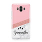 Pink Geometric Marble Personalised Name Huawei Mate 10 Protective Phone Case
