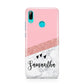 Pink Geometric Marble Personalised Name Huawei P Smart 2019 Case