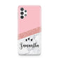 Pink Geometric Marble Personalised Name Samsung A32 5G Case