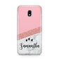 Pink Geometric Marble Personalised Name Samsung Galaxy J3 2017 Case