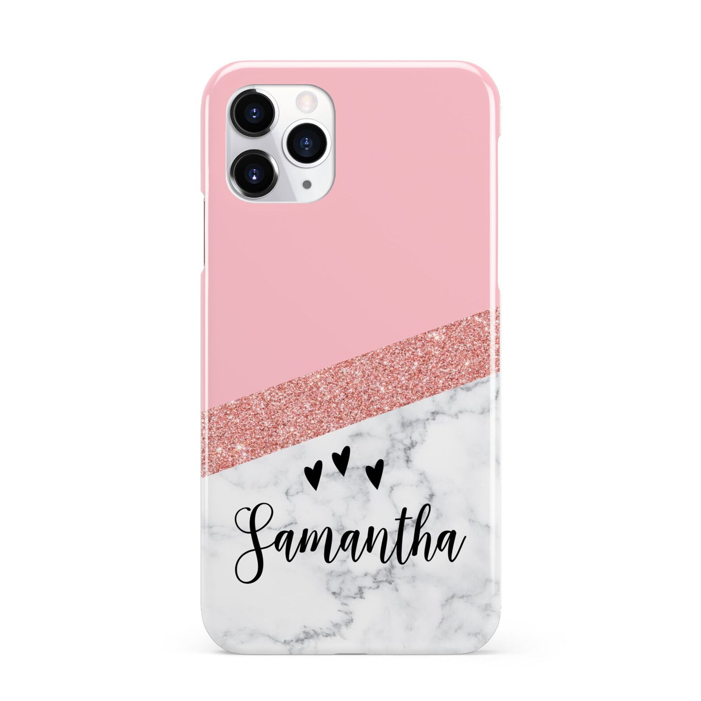 Pink Geometric Marble Personalised Name iPhone 11 Pro 3D Snap Case