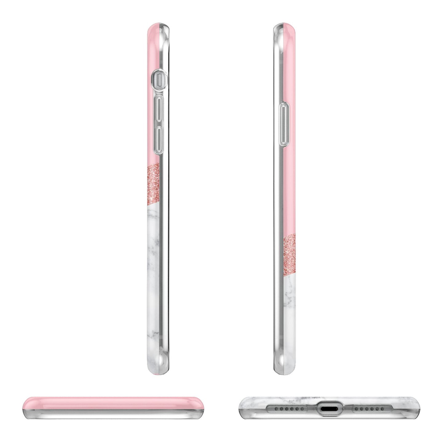 Pink Geometric Marble Personalised Name iPhone 11 Pro 3D Tough Case Angle Images