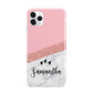 Pink Geometric Marble Personalised Name iPhone 11 Pro Max 3D Tough Case