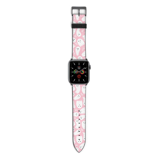 Pink Ghost Apple Watch Strap with Space Grey Hardware